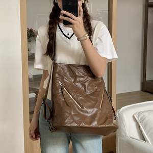 Sac fourre-tout grande capacité pour femme, couleur unie, doux, avec poche zippée, pour usage quotidien, sac à bandoulière - Product Image 3