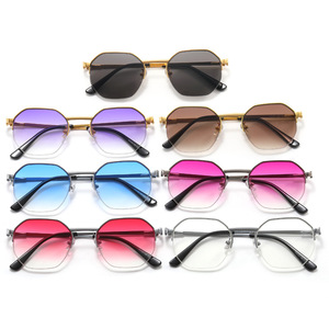 Lunettes de soleil demi-cerclées LMA de qualité supérieure pour hommes et femmes, monture métallique argentée et dorée, verres dégradés UV400, personnalisables, lunettes haut de gamme - Product Image 6