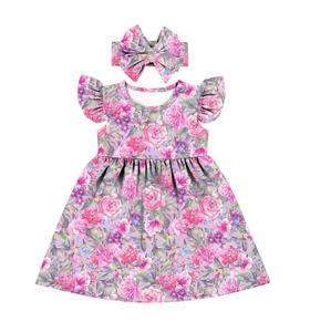 <span class=keywords><strong>2022</strong></span> printemps Floral petites filles <span class=keywords><strong>robe</strong></span> avec arc Flutter manches fille robes 6 à 14 ans princesse robes formelles pour les filles - Product Image 5