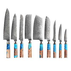 Il Set di coltelli da cucina damasco da 9 pezzi in acciaio giapponese VG10 a 67 strati include un coltello da Chef per disossare il pane con mannaia più per gli Chef - Product Image 4