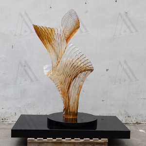 Scultura Astratta a Prezzo di Fabbrica, Statua a Spirale in Resina Trasparente a Forma d'Onda per Progetti Commerciali e Decorazioni Paesaggistiche - Product Image 4