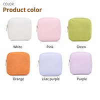 Pochette cosmétique carrée en velours côtelé JOYSUN avec fermeture éclair, sac de rangement souple, organisateur de voyage léger et portable pour femmes au quotidien