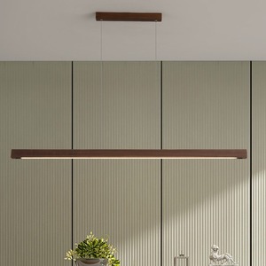 Walnut Wood Long Strip Pendant Light Led Modern Minimalist <b>Style</b> For Living Room And Dining Room - Product Image 1