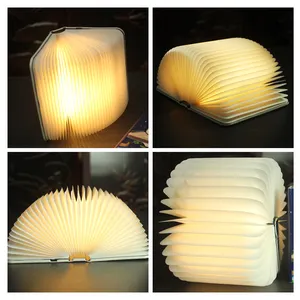 2022 New Arrival Wooden Mini Reading Folding LED Book Light Lamp Rechargeable Led Desk Table Book Shaped Lamp