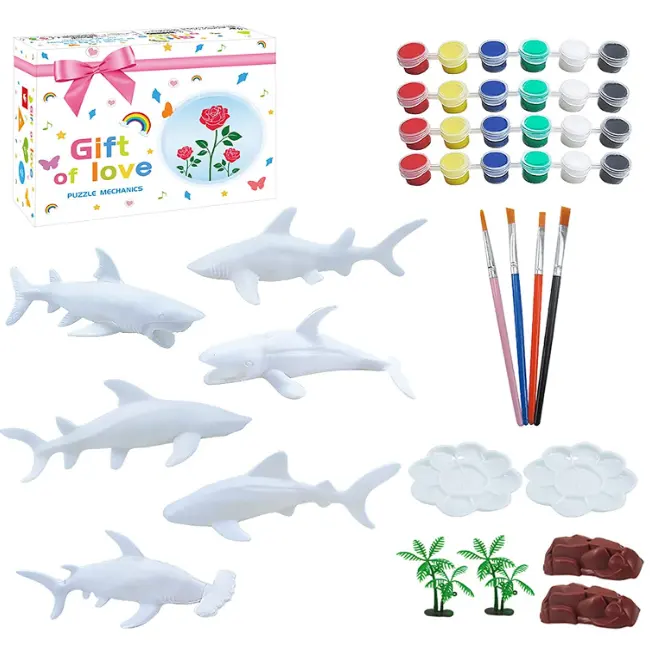 Kit fai da te Set di artigianato e arte pittura bambini crea le tue figurine di animali marini kit di intonaco per pittura 3D per bambini ragazzi ragazze regalo