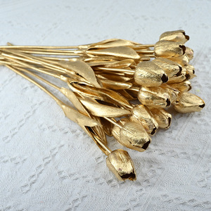 Tulipani Artificiali Lussuosi Oro e Argento Metallizzati - Fiori di Tulipano in PU Effetto Reale per Centrotavola Matrimoniali - Product Image 6
