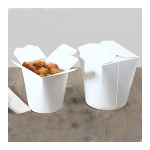 Boîtes en papier à emporter pour nouilles chinoises kraft portables à conception personnalisée 8oz 16oz Boîte d'emballage à emporter pour salade de fast-food de style américain - Product Image 5