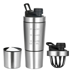 Taza de batido de acero inoxidable de una sola capa para Fitness al aire libre Mango conveniente Compartimento de almacenamiento de botella de mezcla deportiva - Product Image 3