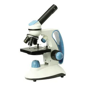 Microscópio biológico de plástico, microscópio óptico iluminado barato de brinquedo para crianças