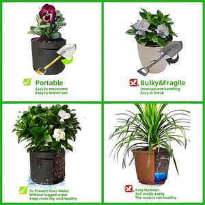 Sacs de culture écologiques pour jardinage de 1, 2, 3, 5, 7, 10, 20, 25, 30, 45, 50 et 100 gallons, sacs de culture non tissés pour fraises avec poignée - Product Image 4