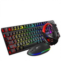 Clavier de jeu Q809 à sensation non mécanique, ensemble quatre pièces filaire USB pour PC E-Sports, clavier rétroéclairé, souris, casque, support ergonomique