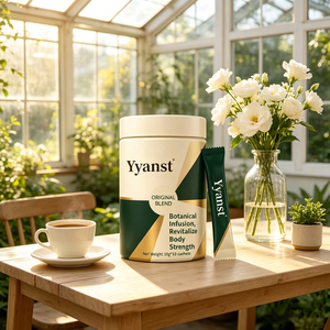 Café Instantáneo con Extracto Botánico Natural, 10g*10 Sobres, Frasco Redondo Geométrico Verde Dorado, Bebida de Materia Prima Vegetal Pura - Product Image 3