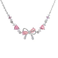 Bracelet pour femme style Ins, best-seller transfrontalier, mignon et élégant, avec zircon en forme de cœur et nœud, plaqué or véritable 18 carats, pour la Saint-Valentin