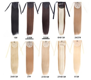 AliLeader Haute Qualité Vente en Gros 20 Pouces Silky Straight Pure Color <span class=keywords><strong>Ponytail</strong></span> Clip In <span class=keywords><strong>Ponytail</strong></span> Hair Extensions - Product Image 5