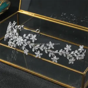 RE6029 CZ Zircon Boda Tiara Cristal Noche Diademas Novias Joyería para el cabello