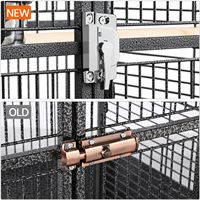 Yaheetech Cage à oiseaux en fer forgé Playtop de 61 pouces avec support roulant pour perroquets, calopsites, canaris - Utilisation intérieure/extérieure - Noir