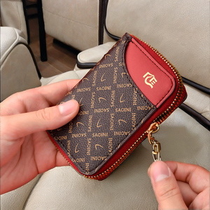 Wriza Womens PU Leather Compact Zipper Wallet Silk Screen Printed Fashion Credit Card <b>Holder</b> Small Designer Purse - Product Image 2