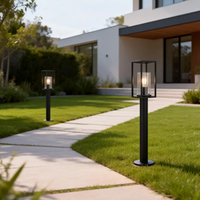 Lampadaire de jardin décoratif en aluminium moulé sous pression, forme carrée, abat-jour en PC LED, 15W, résistant à l'eau, E27