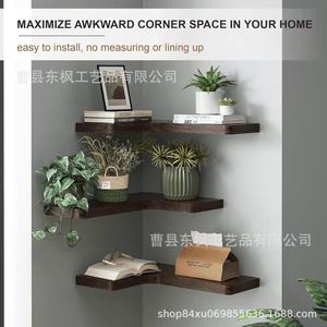 Wooden <b>Wall</b> <b>Mounted</b> L Shaped <b>Shelf</b> For Kitchen Spice Storage Floating Design Multi Purpose Hanging Rack - Product Image 2
