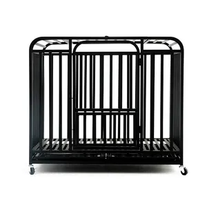 Cage carrée en métal noir robuste pour chien, avec roues, grande taille, nouvelle collection 2020