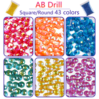 Vente en gros de pierres en vrac en sachet refermable, pierres en résine effet poussière de fée métallique pour la peinture diamant, formes rondes et carrées, cristal AB lumineux SP5