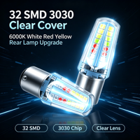 Ampoule LED pour voiture 3030-32SMD, 6000K, blanc, rouge, jaune, transparent, pour feux de freinage, de recul et de stop, 12V