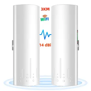 2-Pack PTP/PTMP 300Mbps Outdoor CPE WiFi Bridge Kit Point to Point Wireless Access Point 2.4G Internet Bridge 3KM Transmission