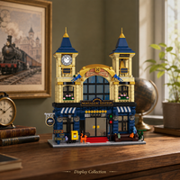 Nouveaux jouets 2026 : Maquette de gare ferroviaire rétro européenne nostalgique à assembler soi-même, idéale comme ornement ou cadeau, ensembles de blocs de construction