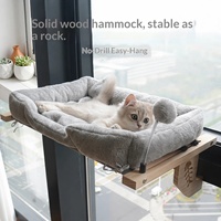 Hamac pour chat en bois massif, lit suspendu respirant et chaud pour toutes les saisons (idéal pour les bains de soleil près