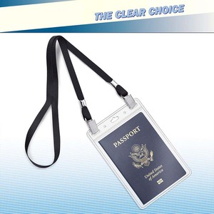 透明PVCカスタムロゴ防水再封可能ジップクリアパスポートカバープラスチック垂直IDカード名バッジホルダー - Product Image 3