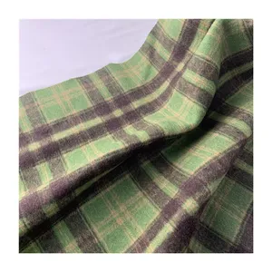 950g 두꺼운 양면 검정 녹색 혼합 격자 무늬 양모 표면 밀 짧은 양모 한국어 버전 담요 코트 직물