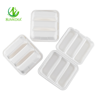 Boîte à tacos jetable en pulpe de canne à sucre SUMKOKA avec séparateurs, barquettes à tacos en bagasse à emporter, boîtes à tacos à clapet