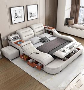 Lit Intelligent Multifonctionnel en Cuir, Meuble de Chambre Moderne, Lit King Size avec Fonction Massage - Product Image 4