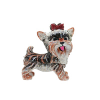 Boîte à bijoux en émail de chien persan, peinte à la main, mignonne, avec charnière, statue d'animal décorative, cadeau de Noël pour enfants