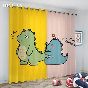 Schneiden Sie Cartoon Paar Dinosaurier Digital gedruckte Vorhänge Kinder Kinder Schlafzimmer Verdunkelung vorhänge für Wohnzimmer Dekoration