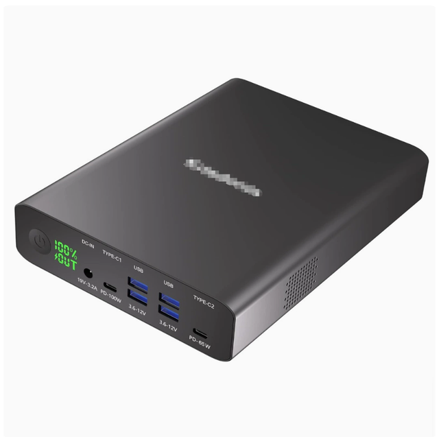 Portable Laptop Power Bank with PD 100W/65W Power Bank, 64000mAh Capacity, and USB Type-C Fast Charging.