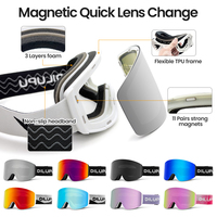 Lunettes de ski personnalisées avec protection UV400, lunettes de sport pour snowboard, lunettes de ski anti-buée OEM, sangles magnétiques pour lunettes de ski