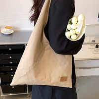 Bolso de hombro portátil de lona de puntada de gran capacidad para estudiantes personalizado chaleco reutilizable informal perezoso compras comestibles B