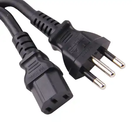 10A 250V NBR14136 Industrial 3 Prong to C13 Power Cord For Brazil with H05VV-F Black Wire Cable