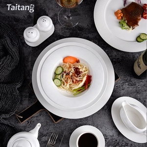 Juego <span class=keywords><strong>de</strong></span> vajilla <span class=keywords><strong>de</strong></span> <span class=keywords><strong>porcelana</strong></span> <span class=keywords><strong>de</strong></span> cerámica <span class=keywords><strong>de</strong></span> lujo china, platos personalizados con textura <span class=keywords><strong>de</strong></span> rejilla blanca - Product Image 6