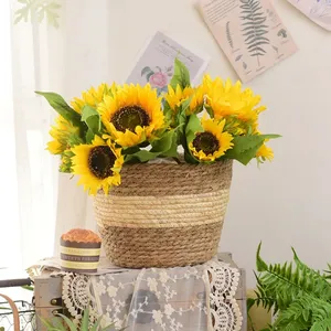 Paille Tissage Fleur <span class=keywords><strong>Plante</strong></span> <span class=keywords><strong>Pot</strong></span> Panier Herbe Planteur Panier Intérieur <span class=keywords><strong>Extérieur</strong></span> <span class=keywords><strong>Pot</strong></span> De Fleur Couverture <span class=keywords><strong>Plante</strong></span> Conteneurs pour Plantes Plantables - Product Image 2