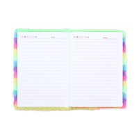 Carnet en peluche rayé arc-en-ciel avec pendentif Pop It Fidget Toy, journal intime anti-stress avec porte-clés à bulles en silicone
