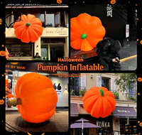Accessoires de décoration d'Halloween pour l'aménagement de scènes avec lanternes citrouilles - Grandes figurines gonflables d'araignées et d'esprits pour l'extérieur
