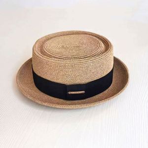 Summer Beach Fashion Trendy Paper Straw Pork Pie Boater <b>Hat</b> Outdoor British Sunshade Straw <b>Hat</b> Sunshade Breathable Sun <b>Hat</b> - Product Image 2