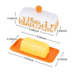 Nueva Mantequera de Cerámica Naranja con Rosa en Relieve 3D, Caja para Mantequilla Esmaltada para el Hogar y Restaurantes, Almacenamiento de Queso - Product Image 5