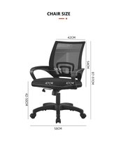 Fauteuil de Bureau Ordinateur Pivotant en Maille Noire Confortable Moderne en Tissu Réglable avec Support Lombaire