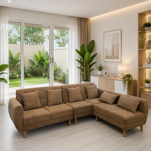 Sofá Esquinero Moderno en Forma de L con Diseño Romano para Sala de Estar, Mueble de Tela Personalizado con Tela Premium para Muebles de Sala - Product Image 1