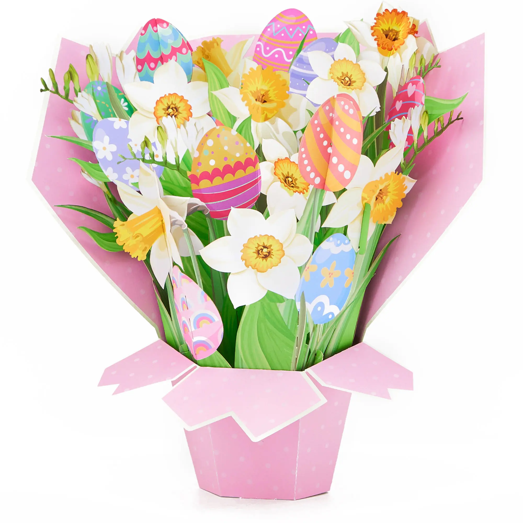 Heiß verkaufendes Osterei-Blumenstrauß Pop-up-Karte Lebensgroße Happy Easter Party Celebration Home Decoration Geschenk für Kinder Familie