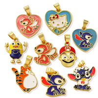 HD0968 Niedliche Cartoon-Kitty-Mario-Emaille-Anhänger mit Tropföl-Effekt, DIY-Schmuckzubehör für Halsketten, Armbänder, Ohrringe und Schlüsselanhänger