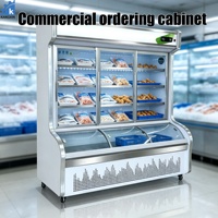 Réfrigérateur de présentation commercial, vitrine pour aliments frais, réfrigérateur avec éclairage LED lumineux, porte en verre, refroidisseur alimentaire pour la présentation des aliments